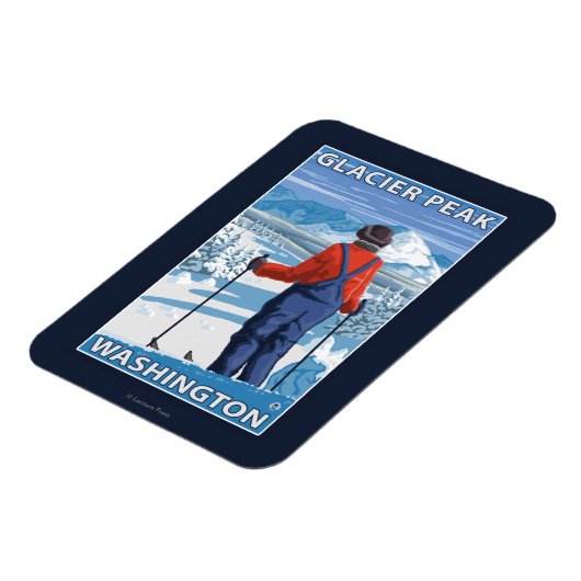 Skier Admiring - Glacier Peak, Washington Magneet (Linkerzijde)