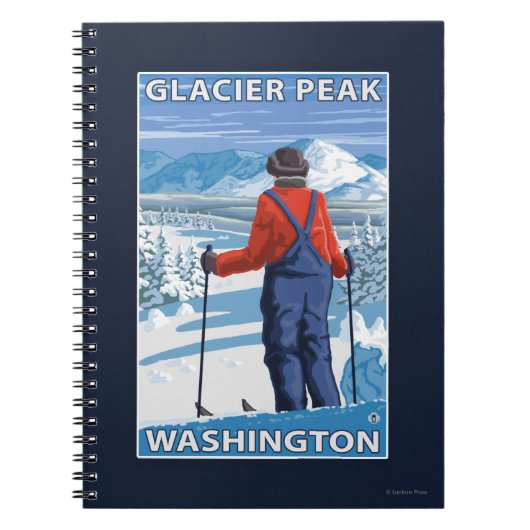 Skier Admiring - Glacier Peak, Washington Notitieboek (Voorkant)