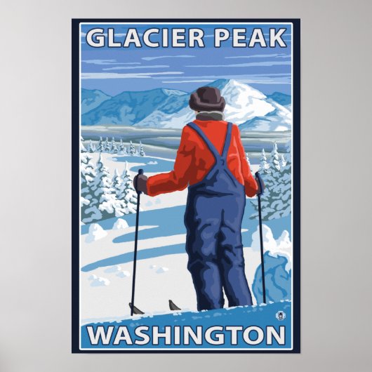 Skier Admiring - Glacier Peak, Washington Poster (Voorkant)