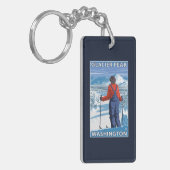 Skier Admiring - Glacier Peak, Washington Sleutelhanger (Voorkant Links)