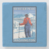 Skier Admiring - Glacier Peak, Washington Stenen Onderzetter (Voorkant)