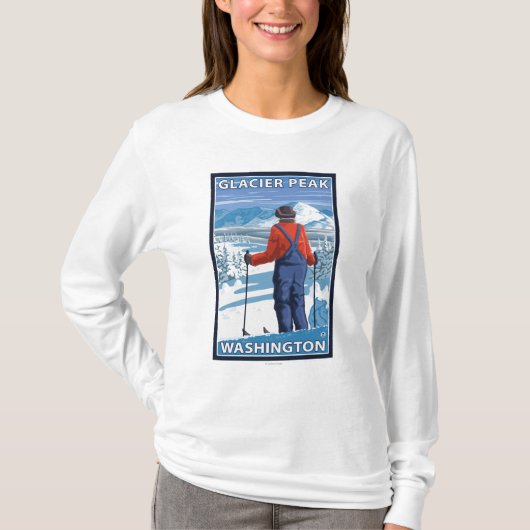 Skier Admiring - Glacier Peak, Washington T-shirt (Voorkant)