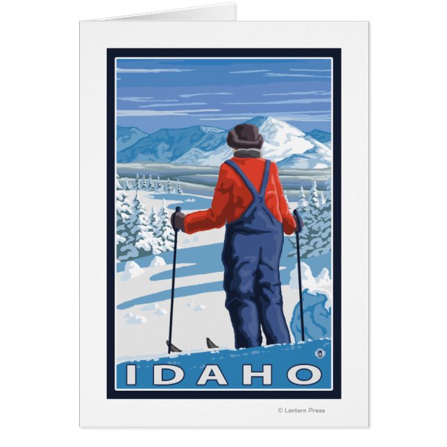 Skier Admiring IdahoVintage Travel Poster (Voorkant)