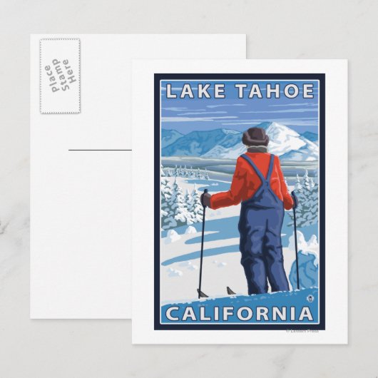 Skier Admiring - Lake Tahoe, Californië Briefkaart (Voorkant / Achterkant)