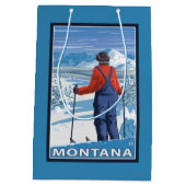 Skier Admiring MontanaVintage Travel Poster Medium Cadeauzakje (Achterkant)