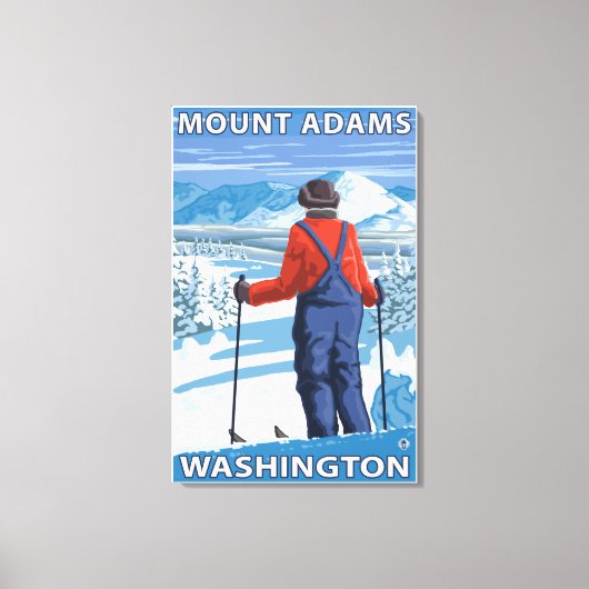 Skier Admiring - Mount Adams, Washington Canvas Afdruk (Voorkant)