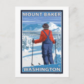Skier Admiring - Mount Baker, Washington Briefkaart (Voorkant)