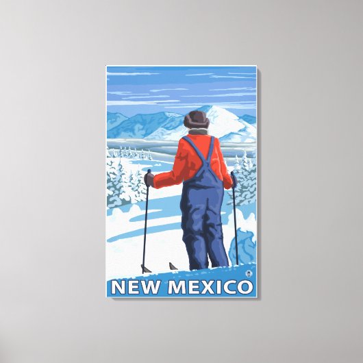 Skier Admiring New Mexico Canvas Afdruk (Voorkant)