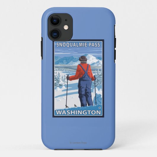 Skier Admiring - Snoqualmie Pass, Washington Case-Mate iPhone Case (Achterkant)