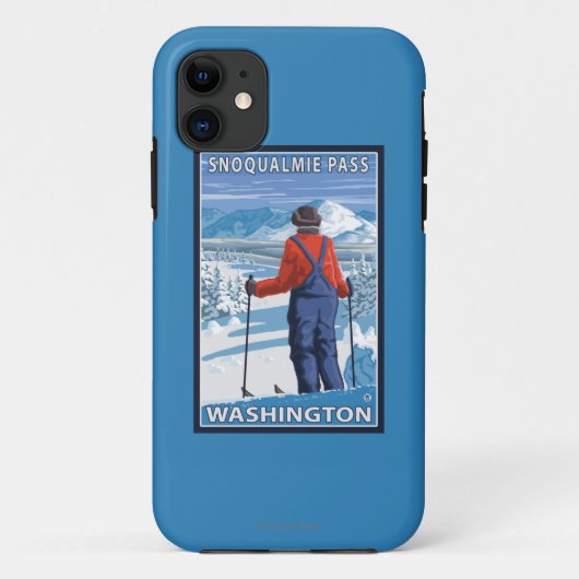 Skier Admiring - Snoqualmie Pass, Washington Case-Mate iPhone Case (Achterkant)