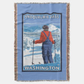 Skier Admiring - Snoqualmie Pass, Washington Deken (Voorkant Verticaal)