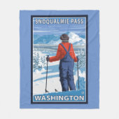 Skier Admiring - Snoqualmie Pass, Washington Fleece Deken (Voorkant)