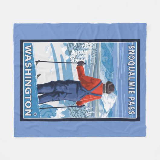 Skier Admiring - Snoqualmie Pass, Washington Fleece Deken (Voorkant (Horizontaal))