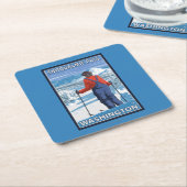 Skier Admiring - Snoqualmie Pass, Washington Kartonnen Onderzetters (Schuin)