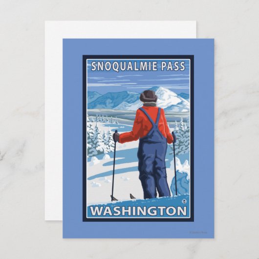 Skier Admiring - Snoqualmie Pass, Washington, VS Briefkaart (Voorkant / Achterkant)
