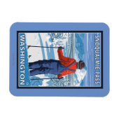 Skier Admiring - Snoqualmie Pass, Washington, VS Magneet (Horizontaal)