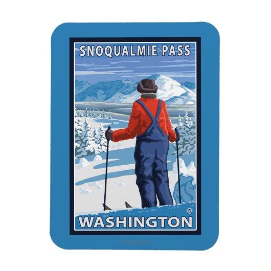 Skier Admiring - Snoqualmie Pass, Washington, VS Magneet (Verticaal)