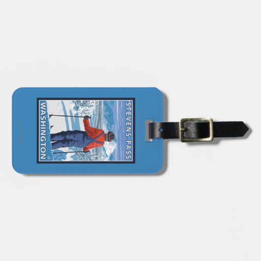 Skier Admiring - Stevens Pass, Washington Bagagelabel (Voorkant horizontaal)