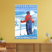 Skier Admiring - Stevens Pass, Washington Canvas Afdruk (Insitu (Woonkamer))
