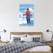 Skier Admiring - Stevens Pass, Washington Canvas Afdruk (Insitu (Slaapkamer))
