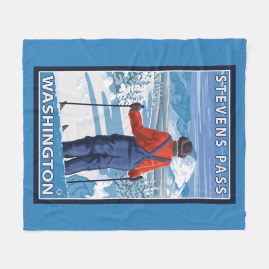 Skier Admiring - Stevens Pass, Washington Fleece Deken (Voorkant (Horizontaal))