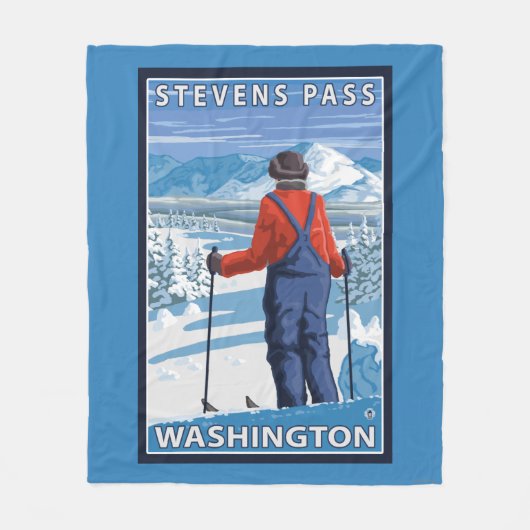Skier Admiring - Stevens Pass, Washington Fleece Deken (Voorkant)