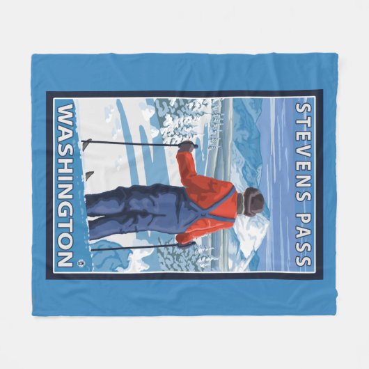 Skier Admiring - Stevens Pass, Washington Fleece Deken (Voorkant (Horizontaal))