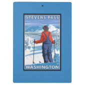 Skier Admiring - Stevens Pass, Washington Klembord (Achterkant)