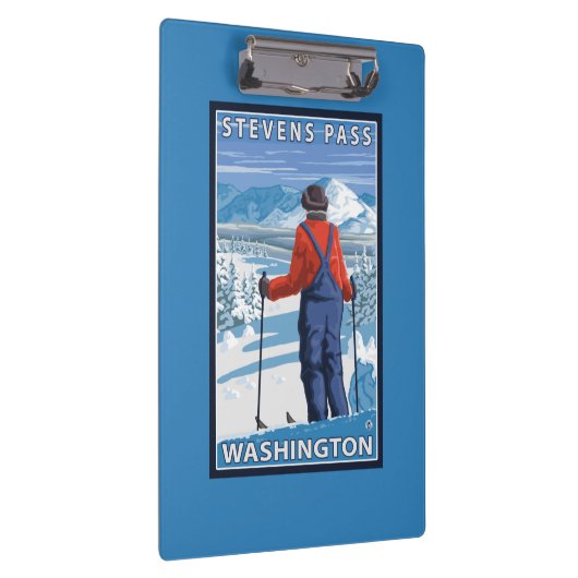 Skier Admiring - Stevens Pass, Washington Klembord (Rechts)