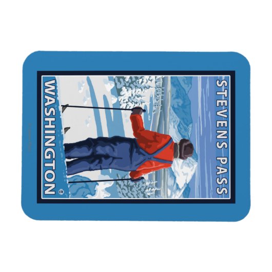 Skier Admiring - Stevens Pass, Washington Magneet (Horizontaal)