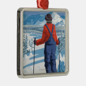 Skier Admiring - Stevens Pass, Washington Metalen Ornament (Rechts)