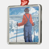 Skier Admiring - Stevens Pass, Washington Metalen Ornament (Links)
