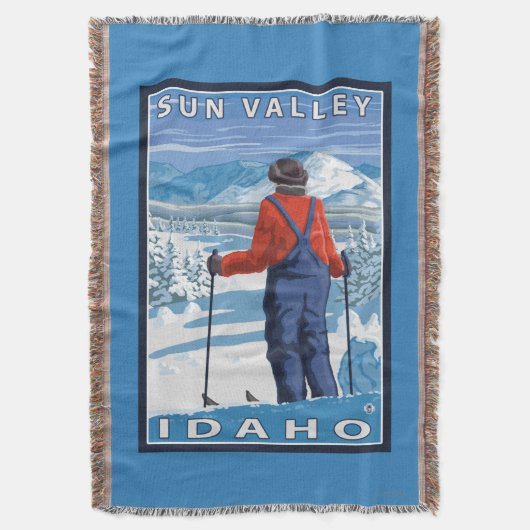 Skier Admiring - Sun Valley, Idaho Deken (Voorkant Verticaal)