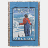 Skier Admiring - Timberline Lodge, Oregon Deken (Voorkant Verticaal)