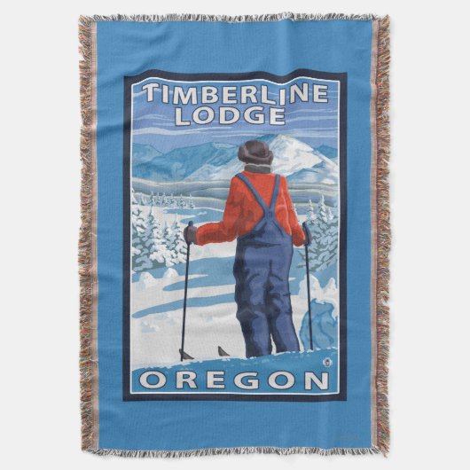 Skier Admiring - Timberline Lodge, Oregon Deken (Voorkant Verticaal)