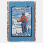 Skier Admiring - Timberline Lodge, Oregon Deken (Voorkant Verticaal)