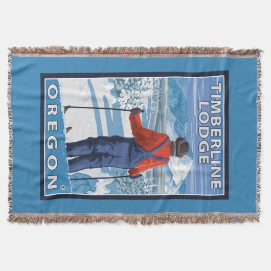 Skier Admiring - Timberline Lodge, Oregon Deken (Voorkant)