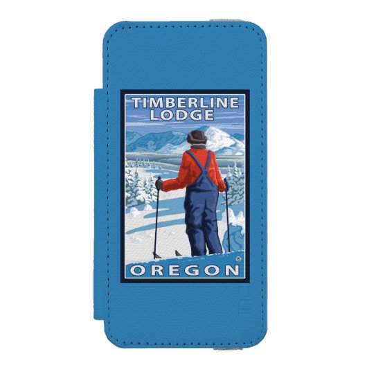 Skier Admiring - Timberline Lodge, Oregon Incipio iPhone Portemonnee Hoesje (Voorkant Agenda)