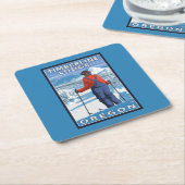 Skier Admiring - Timberline Lodge, Oregon Kartonnen Onderzetters (Schuin)