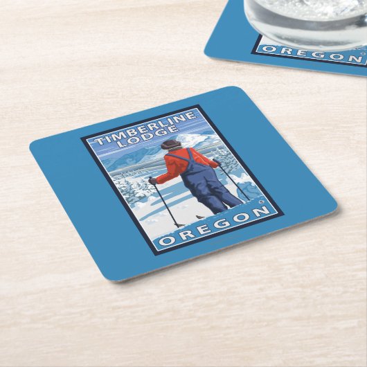 Skier Admiring - Timberline Lodge, Oregon Kartonnen Onderzetters (Schuin)