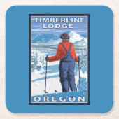 Skier Admiring - Timberline Lodge, Oregon Kartonnen Onderzetters (Voorkant)