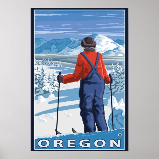 Skier Admiring - Vintage Travel Poster (Voorkant)