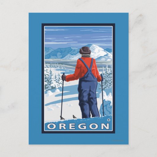 Skier Admiring - Vintage Travel Poster Briefkaart (Voorkant)