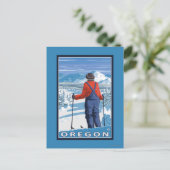 Skier Admiring - Vintage Travel Poster Briefkaart (Staand voorkant)