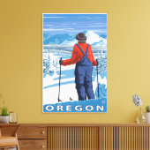 Skier Admiring - Vintage Travel Poster Canvas Afdruk (Insitu (Woonkamer))