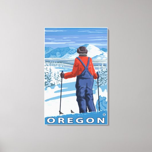 Skier Admiring - Vintage Travel Poster Canvas Afdruk (Voorkant)