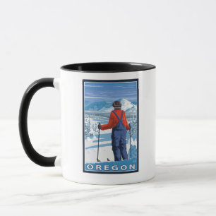 Skier Admiring - Vintage Travel Poster Mok