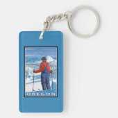Skier Admiring - Vintage Travel Poster Sleutelhanger (achterkant)