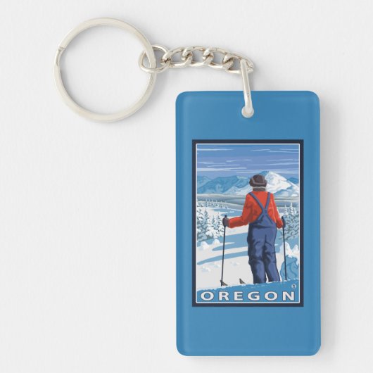 Skier Admiring - Vintage Travel Poster Sleutelhanger (Voorkant)