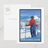 Skier Admiring - Washington Briefkaart (Voorkant / Achterkant)